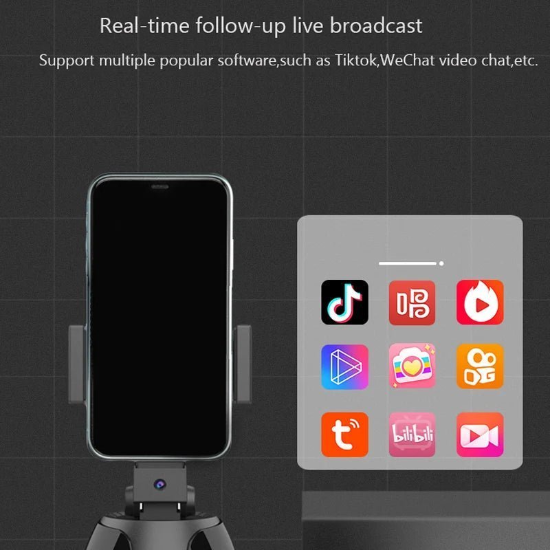 360° Auto Face Tracking AI Phone Tripod – Smart Stabilizer for Video Recording and Vlogging - Up Stabilizer - One Stop Shop