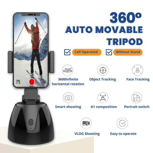 360° Auto Face Tracking AI Phone Tripod – Smart Stabilizer for Video Recording and Vlogging - Up Stabilizer - One Stop Shop