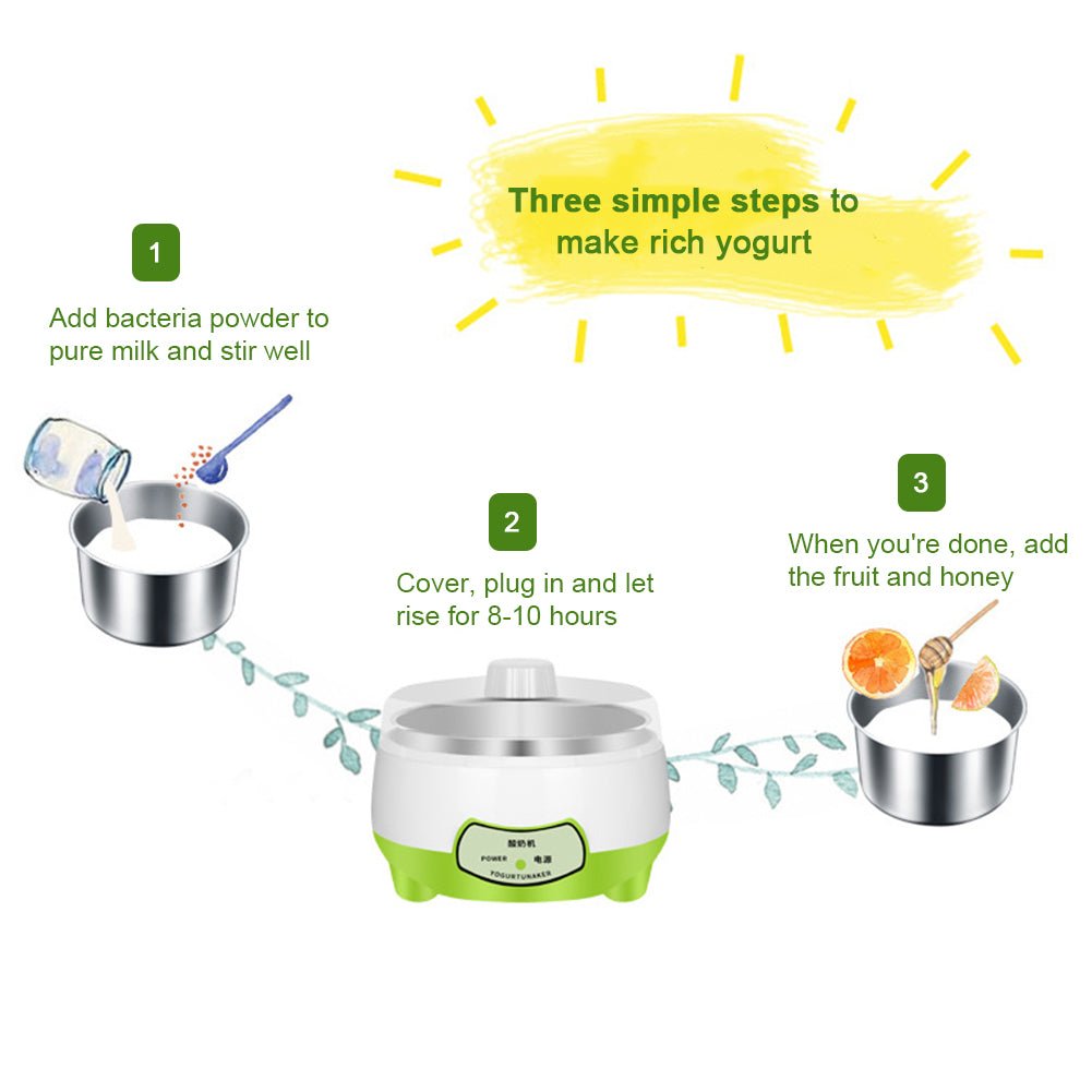 Electric Yogurt Maker with Stainless Steel Tank – Mini DIY Machine for Homemade Yogurt - One Stop Shop