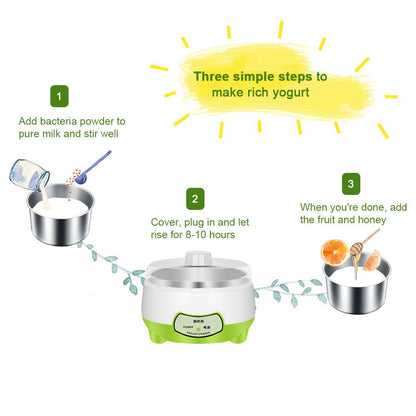 Electric Yogurt Maker with Stainless Steel Tank – Mini DIY Machine for Homemade Yogurt - One Stop Shop