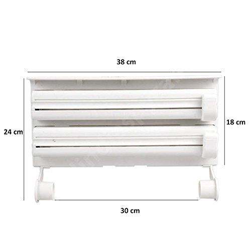4-in-1 Wall-Mounted Kitchen Paper Dispenser with Wrap Cutter and Storage Shelf - One Stop Shop